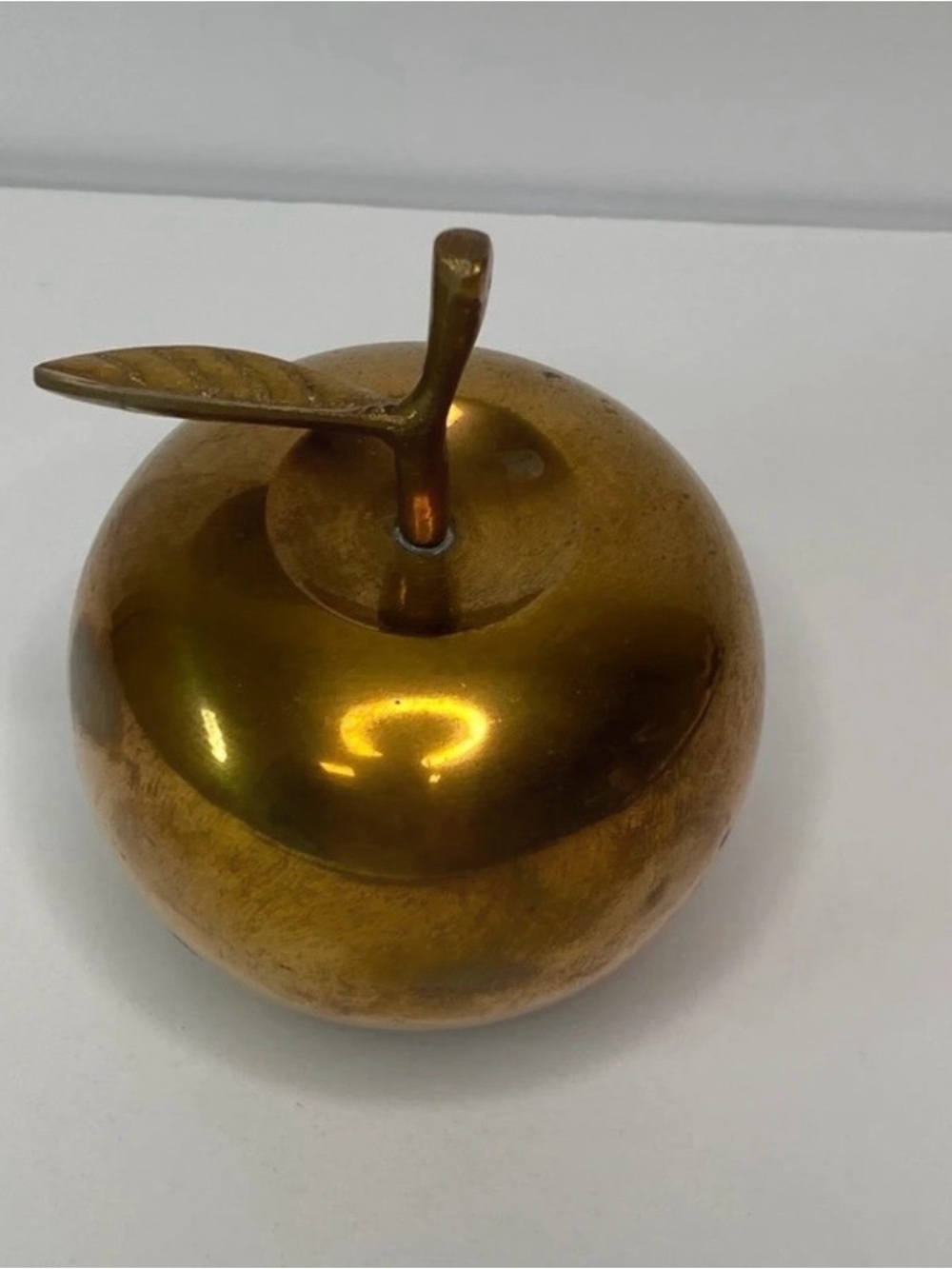 Vintage Brass Apple Bell Desk Decor Mid Century Modern Home Accent